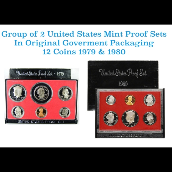 Group of 2 United States Mint Proof Sets 1979-1980 12 coins