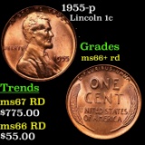1955-p Lincoln Cent 1c Grades GEM++ RD