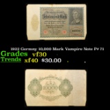 1922 Germny 10,000 Mark Vampire Note P# 71 Grades vf++