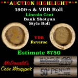***Auction Highlight*** Lincoln Wheat cent 1c orig Brandt McDonalds roll, 1909-s end, VDB other end