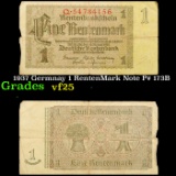1937 Germnay 1 RentenMark Note P# 173B Grades vf+