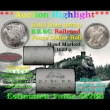 ***Auction Highlight*** Full solid date 1923-P Au/Bu Slider Peace silver dollar roll, 20 coins (fc)