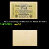 1923 Germany 10 Millionen Mark P# 106D Grades Choice AU/BU Slider