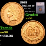 1868 Indian Cent 1c Graded au58 BY SEGS