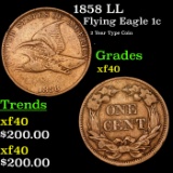 1858 LL Flying Eagle Cent 1c Grades xf