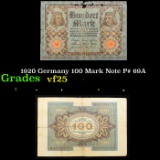 1920 Germany 100 Mark Note P# 69A Grades vf+