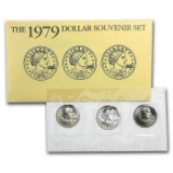 1979 Susan B. Anthony Dollar Souvenir Set, 3 Coins Inside!!