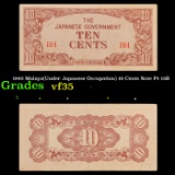 1942 Malaya(Under Japanese Occupation) 10 Cents Note P# 15B Grades vf++