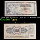 1978-1986 Ygoslavia 1,000 Dinara Note P# 90B Grades vf++