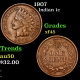 1907 Indian Cent 1c Grades xf+