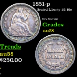 1851-p Seated Liberty Half Dime 1/2 10c Grades Choice AU/BU Slider