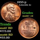 1955-p Lincoln Cent 1c Grades GEM++ RD