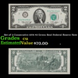 Set of 3 Consecutive 1976 $2 Green Seal Federal Reseve Note Grades CU