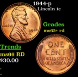 1944-p Lincoln Cent 1c Grades Gem+ Unc RD