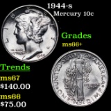 1944-s Mercury Dime 10c Grades GEM++ Unc