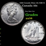 1968 Canada Dime 10c KM-72 Grades Choice AU/BU Slider
