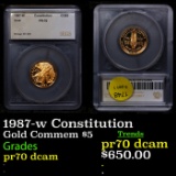 Proof 1987-w Constitution  Gold Commemorative $5 Graded pr70 dcam By SEGS