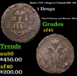 Russia 1744 1 Denga (1/2 Kopek) KM# 188 Grades xf+