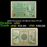 1920 Germany 50 Mark Note P# 68 Grades vf++