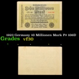 1923 Germany 10 Millionen Mark P# 106D Grades vf++