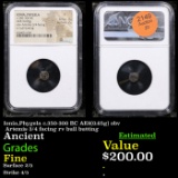 NGC Ionia,Phygela c.350-300 BC AE8(0.65g) obv Artemis 3/4 facing rv bull butting Graded Fine By NGC