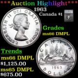 ***Auction Highlight*** 1963 Canada Dollar $1 Graded ms66 DMPL BY SEGS (fc)