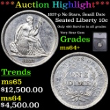 ***Auction Highlight*** 1837-p No Stars, Small Date Seated Liberty Dime 10c Graded ms64+ BY SEGS (fc