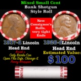 Mixed small cents 1c orig shotgun roll, 1917-d Lincoln Cent,1928-d Lincoln Cent other end, Brinks Wr