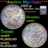 ***Auction Highlight*** 1901-p Barber Quarter 25c Graded ms65+ BY SEGS (fc)