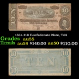 1864 $10 Confederate Note, T68 Grades Choice AU