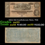 1864 $10 Confederate Note, T68 Grades Select AU