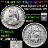 ***Auction Highlight*** 1921 Missouri 2*4 Old Commem Half Dollar 50c Graded ms65 By SEGS (fc)