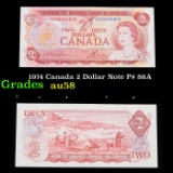 1974 Canada 2 Dollar Note P# 86A Grades Choice AU/BU Slider