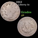 1912 Liberty Nickel 5c Grades g+
