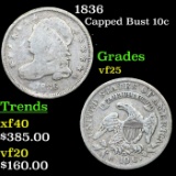 1836 Capped Bust Dime 10c Grades vf+