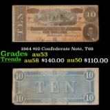 1864 $10 Confederate Note, T68 Grades Select AU