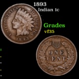 1893 Indian Cent 1c Grades vf++