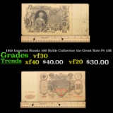 1910 Imperial Russia 100 Ruble Catherine the Great Note P# 13B Grades vf++
