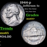 1944-p Jefferson Nickel 5c Grades Choice+ Unc
