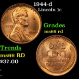 1944-d Lincoln Cent 1c Grades GEM+ Unc RD