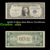 1935F $1 Blue Seal Silver Certificate Grades vf+