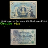 1908 Imperial Germany 100 Mark note P# 34 Grades vf+