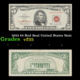 1953 $5 Red Seal United States Note Grades vf++