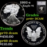 Proof 1992-s Silver Eagle Dollar $1 Graded pr69+ DCAM By SEGS