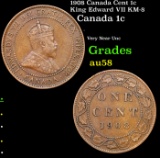 1908 Canada Cent 1c King Edward VII KM-8 Grades Choice AU/BU Slider