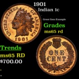 ***Auction Highlight*** 1901 Indian Cent 1c Grades GEM Unc RD (fc)