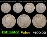Lot of 7 Circulated Liberty 'v' Nickels 5c 1889, 1890, 1891, 1892, 1893, 1895, 1896 Liberty Nickel 5