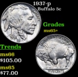 1937-p Buffalo Nickel 5c Grades GEM+ Unc