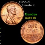 1955-d Lincoln Cent 1c Grades GEM+ Unc RB