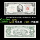 1963 $2 Red seal United States Note Grades Gem+ CU